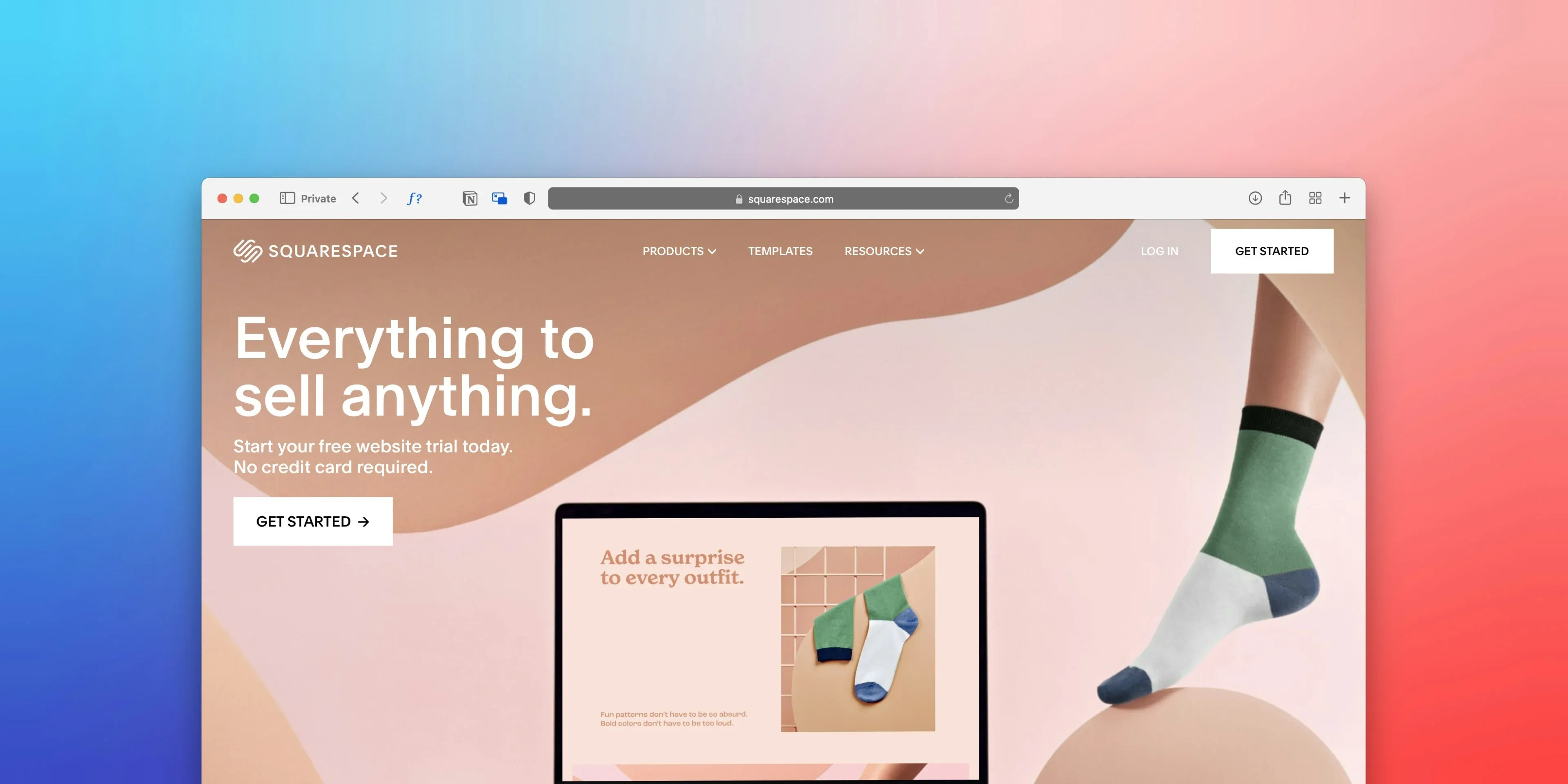 A browser window showing a website landing page with a large headline and call to action